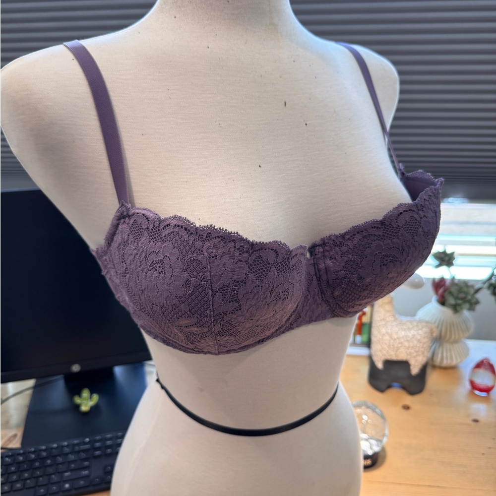 Cosabella Bra Pushie Pushup Lace Underwire  36C Purple Women EUC